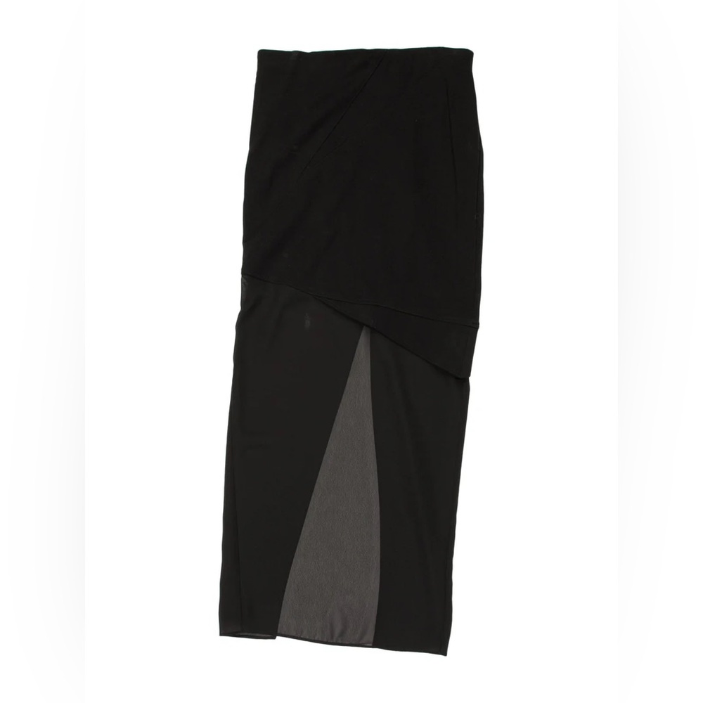 Kimberly Ovitz Pleated Accents Midi Length Asymmetrical Skirt in Black